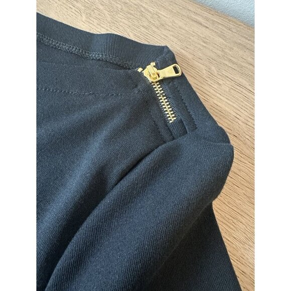 NEW Lauren Ralph Lauren W's Sz M Top Cuffed Short Sleeve Black Gold Zip Accent - Picture 5 of 11